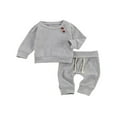 thumbnail image 1 of Newborn Baby Autumn Ribbed Knit Long Sleeve Tops+Drawstring Pants Clothes Set, 1 of 7