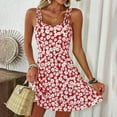 thumbnail image 2 of MORTTIC Women's Boho Floral Mini Dress Spaghetti Strap A-Line Sundress for Vacation Casual Summer Wear Red，S, 2 of 4