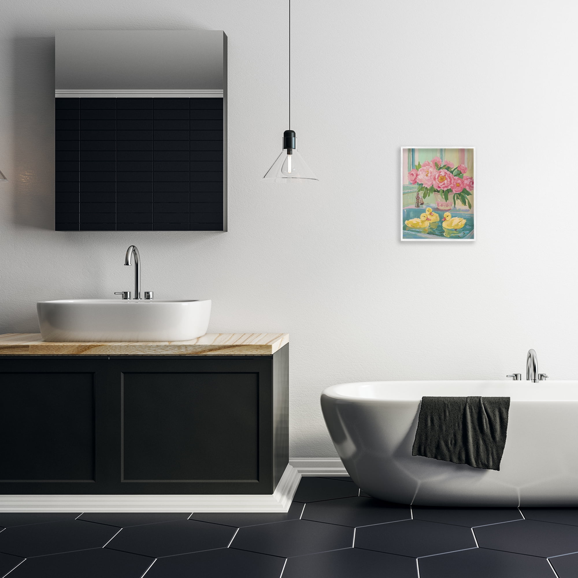 Stupell Industries Ducks in Sink Bath White Framed Giclee Art, design by The Prints Vibe