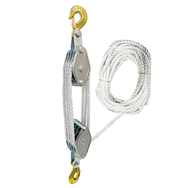 Hoist 270 Rotatable Rope Pulley Block Zinc Alloy Hook Handheld Crane Heavy Duty Polyethylene Rope Pulley Hoist Manual Lifting Device for Effortless Lifting Air Conditioner