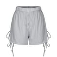 thumbnail image 3 of Womens Shorts Women's Summer Plaid High-waisted Casual Shorts Casual Wide-leg Shorts, 3 of 5