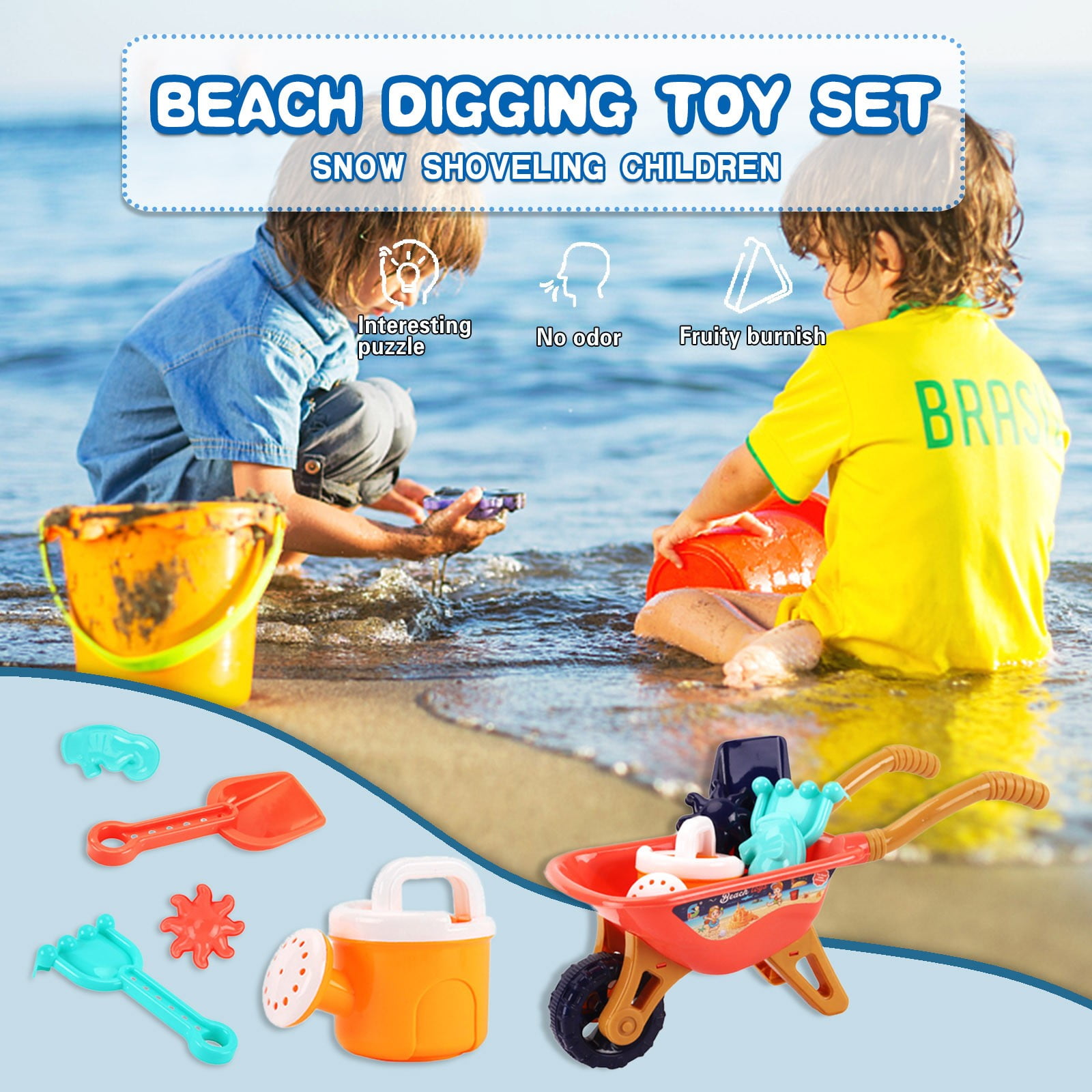 4Pcs Kids Bucket Spade Shape Set Beach Garden Sandpit Play Set Toy Kids Children 