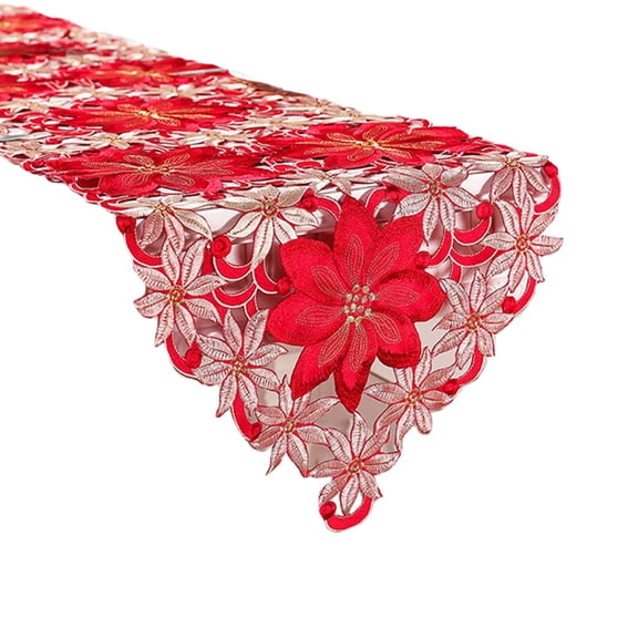 TINYSOME Christmas Embroidered Table Runner and Placemats Farmhouse Dining Table Decor