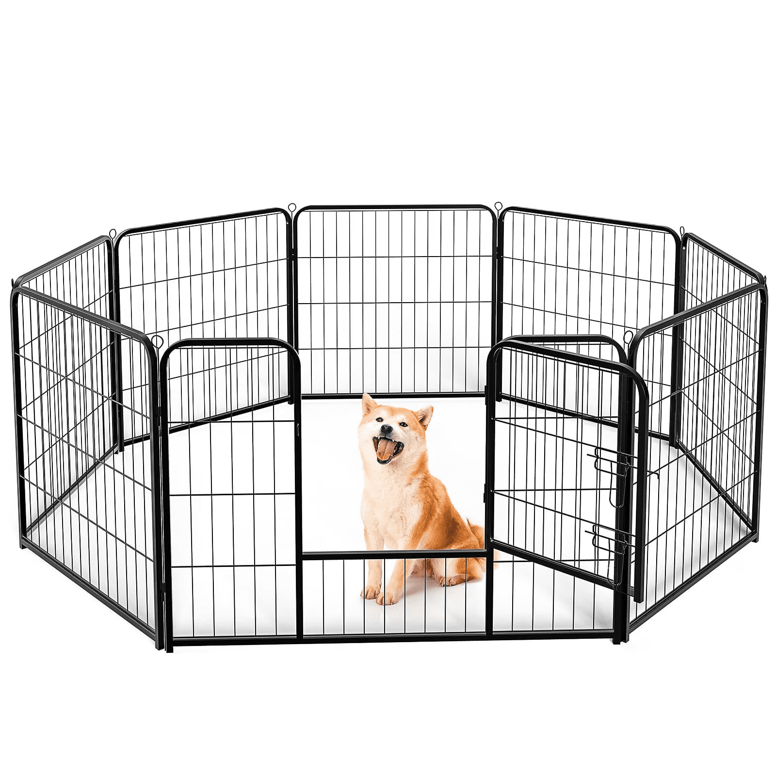 CONCETTA 8-Panel Foldable Dog Playpen, 32" Heavy Duty Pet Exercise Pen with Door, Indoor/Outdoor Puppy Fence for Yard, Camping & Travel