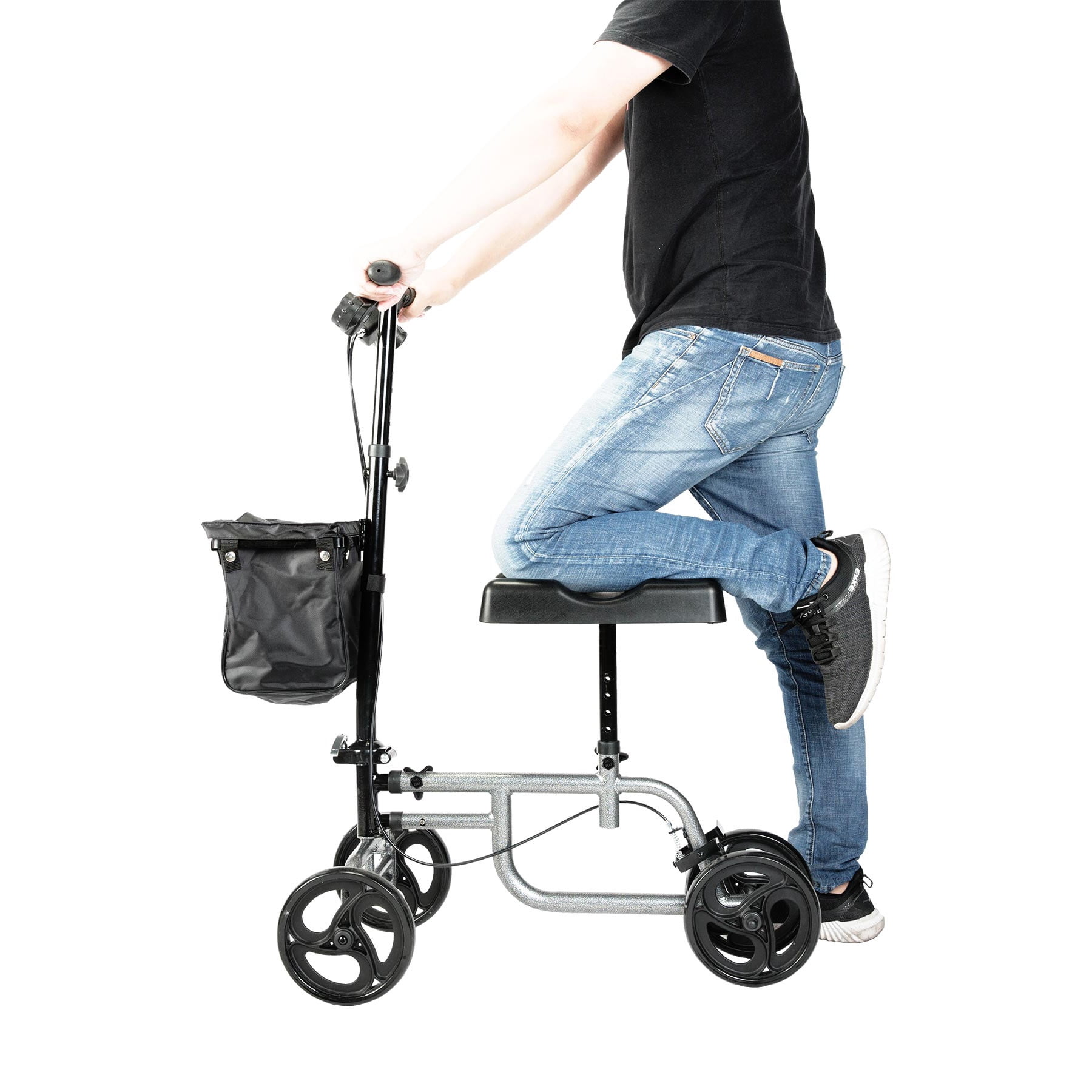 Steerable Knee Walker Knee Scooter Knee Cycle Leg Walker w/Storage Basket, 300 LB. Load Capacity