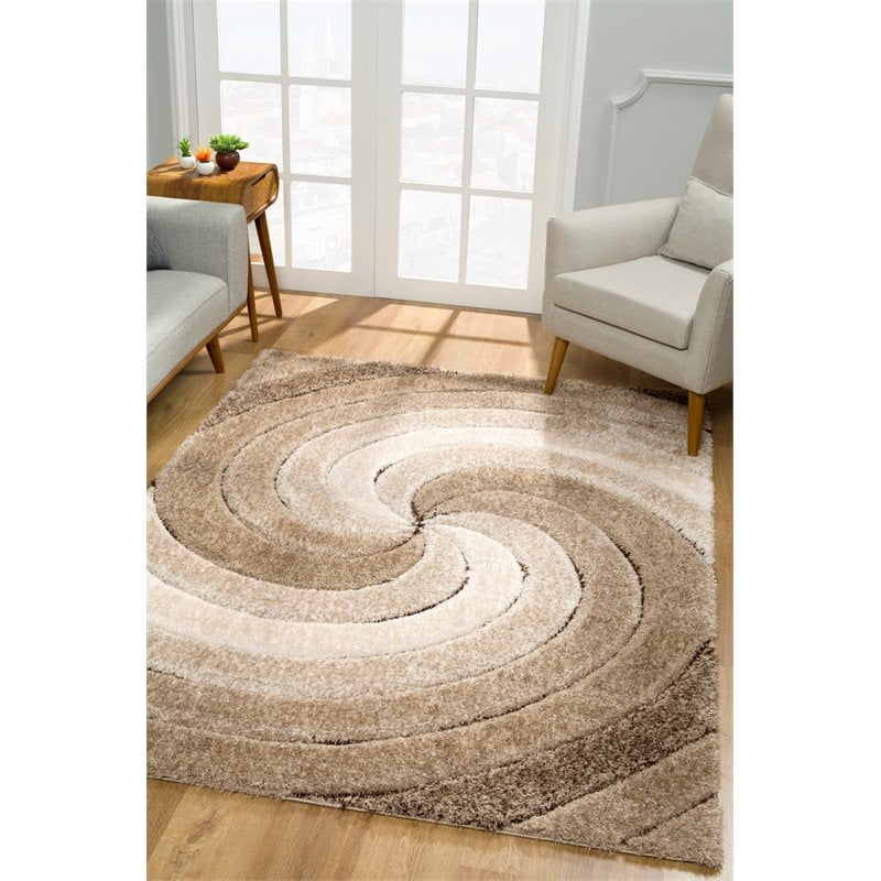 Pemberly Row 5x7 Geometric Shag Soft 3D Textured High Pile Area Rug in
