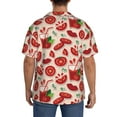 thumbnail image 5 of Xecao offers the Tomatoes for Men's Casual Short-sleeved Shirt, a button-up collared shirt with a pocket, perfect for beach vacations and yacht travel in the 4X-Large size., 5 of 7