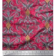 thumbnail image 1 of Soimoi Pink Viscose Chiffon Fabric Vector Design Damask Printed Craft Fabric by the Yard 42 Inch Wide, 1 of 3