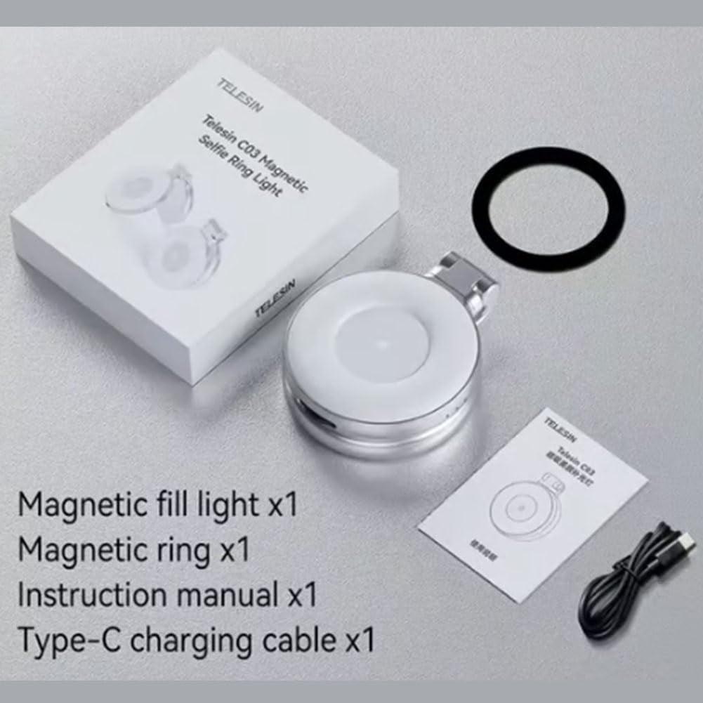 3-in-1 Magnetic Selfie Light - 360° Foldable Ring Light w/Mirror & 3 Modes