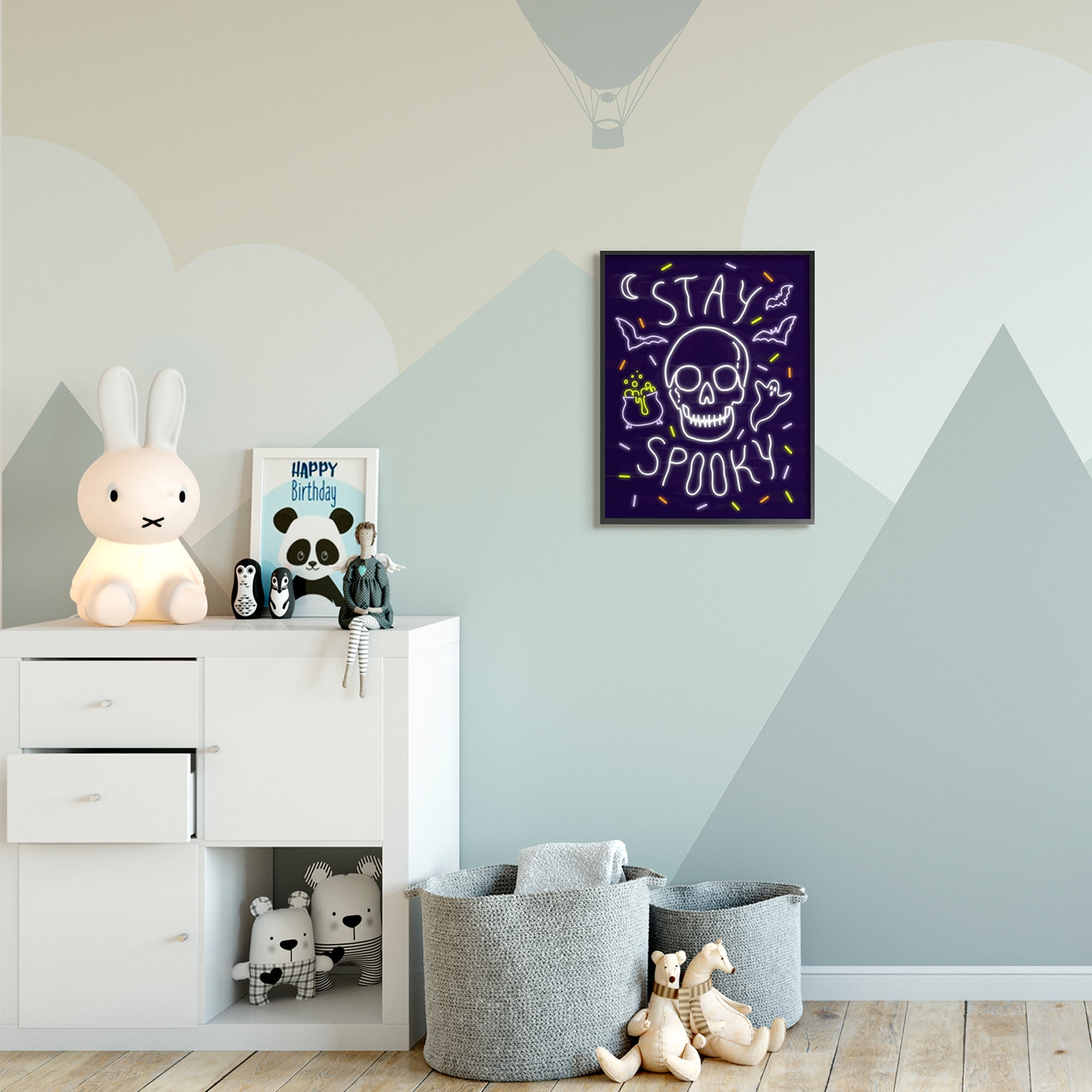 Stupell Industries Stay Spooky Quote Halloween Theme Skeleton Black Framed, 16 x 20, Design by Victoria Barnes