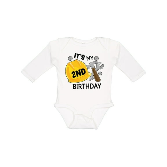 Inktastic Its My 2nd Birthday with Construction Tools Boys Long Sleeve Baby Bodysuit