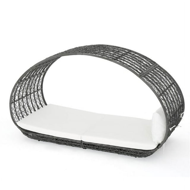 Noble House Boca Grande Lit de Jour en Osier pour Extérieur avec Coussin Résistant à l'Eau, Blanc