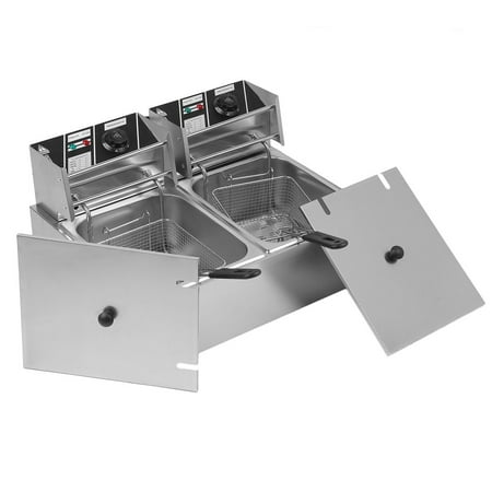 20L 5KW Countertop Stainless Steel Double Tank Commercial Electric Deep Fryer