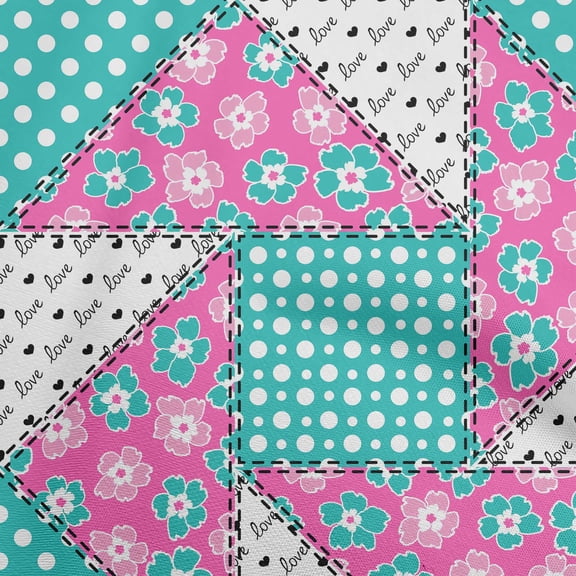 oneOone Georgette Viscose Sea Green Fabric Asian Floral Mix Patch Fabric For Sewing Printed Craft Fabric By The Yard 42 Inch Wide