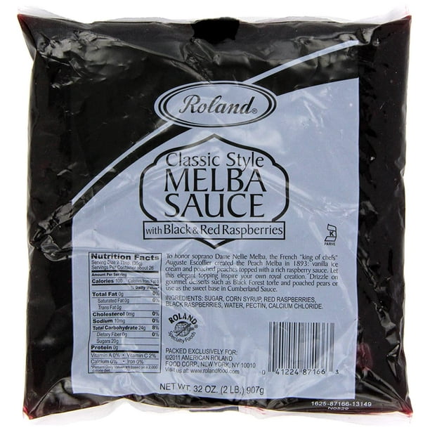 Roland Melba Sauce, Classic Style with Black & Red Raspberries, 2 Pound