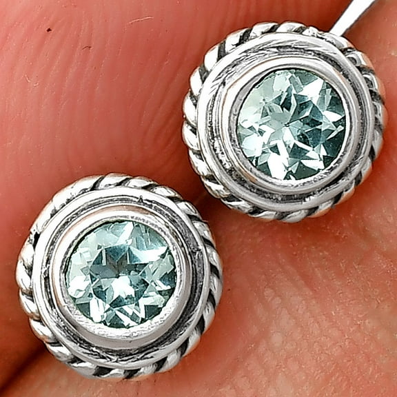 Natural Sky Blue Topaz Stud 925 Sterling Silver Earrings Jewelry DGE1067_A E-1245