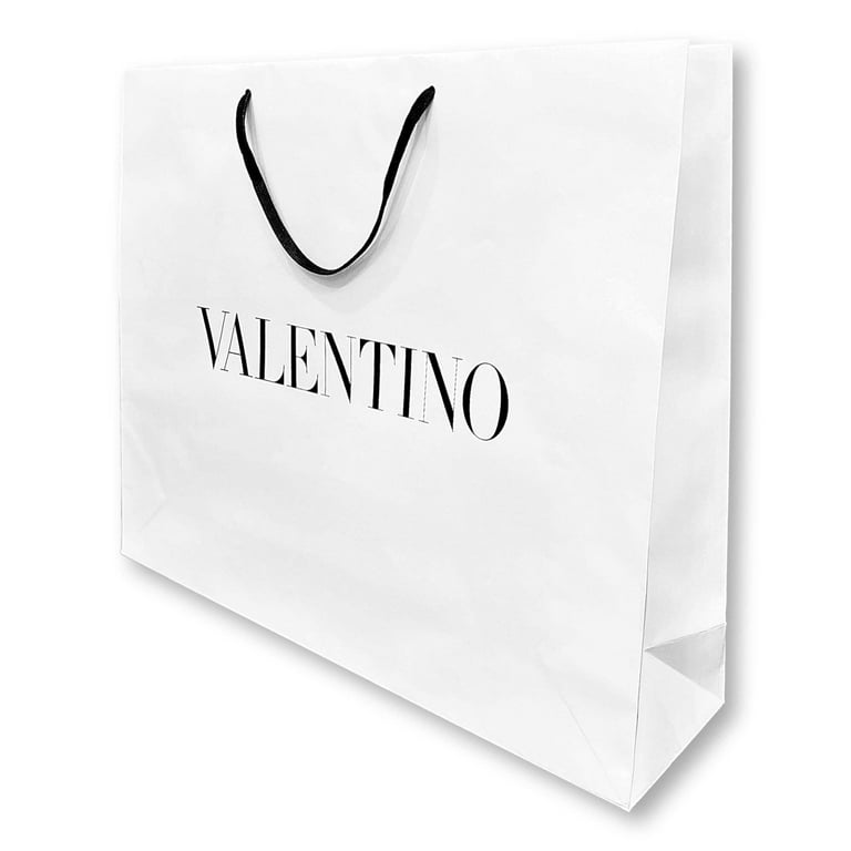 Valentino Shopping Gift Bag, White Paper, Embossed Logo, Large