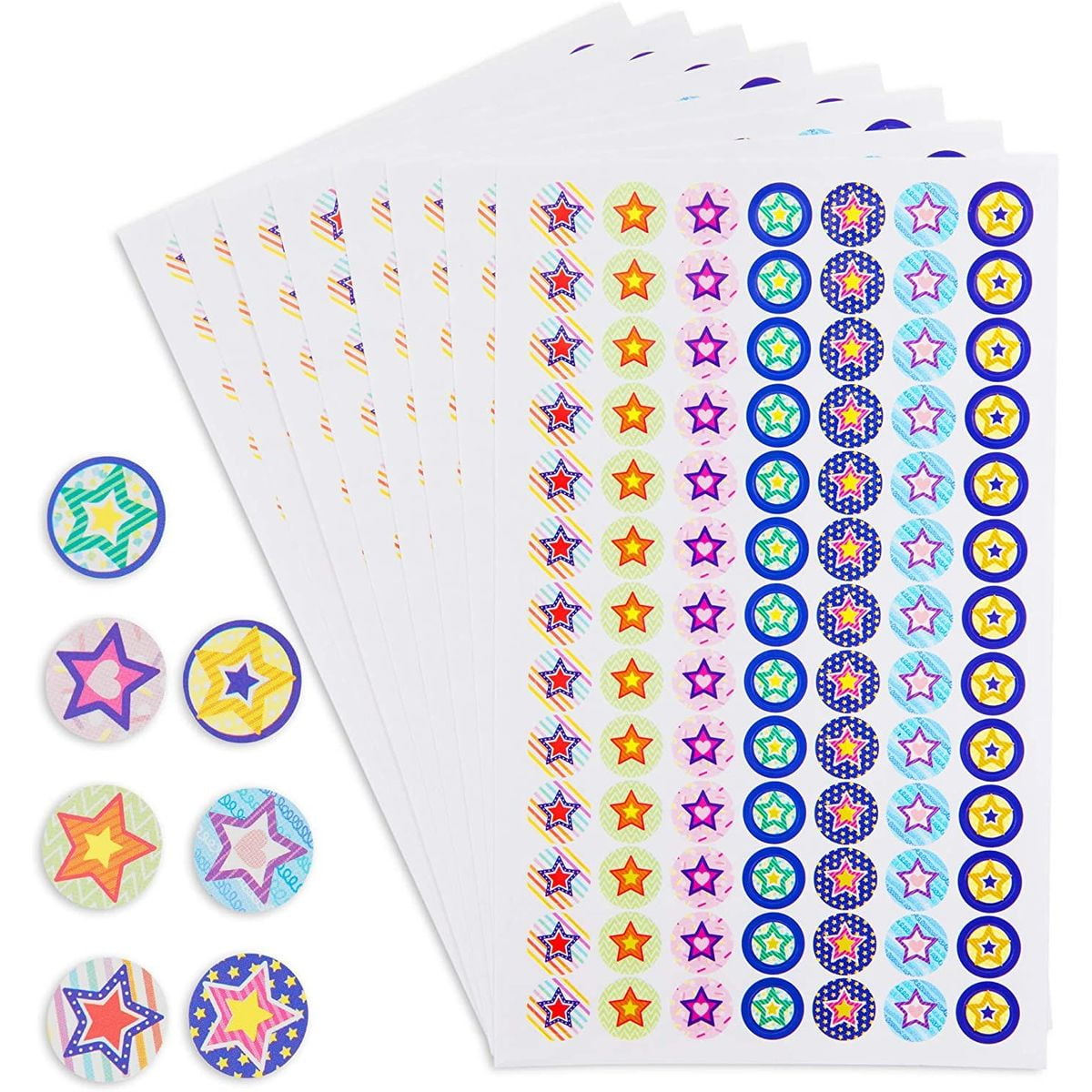 Metallic SILVER Star Reward/Merit Stickers 5 Sheets x 45 Stars Per Sheet 
