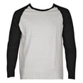 thumbnail image 1 of SLM Men's Long Sleeve Cotton Baseball Raglan Tee Shirt Jersey -Gray/Black-Small, 1 of 1