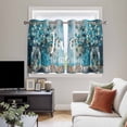 thumbnail image 5 of Blue Teal Spring Floral Kitchen Curtains Short 45 Inch Length, Modern Botanical Oil Painting Art Grommet Top Bedroom Living Room Curtains, Light Filtering Cafe Curtain Drapes 2 Panels Set 84''x45'', 5 of 9