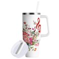 thumbnail image 2 of 30 oz Tumbler With Handle Stainless Steel Insulated Tumbler With Lid for Car Cup Holder Colorful Musical Notes with Flowers, 2 of 9