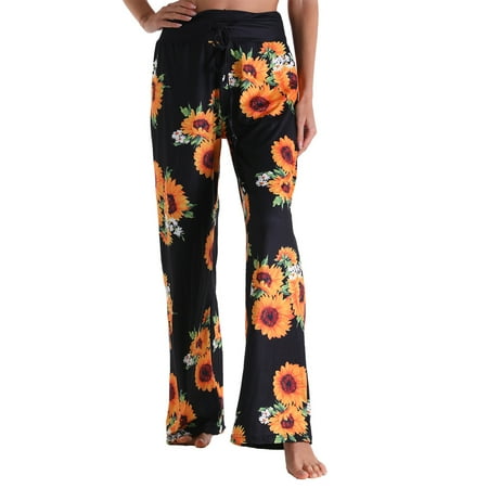 

Women s Comfy Casual Pajama Pants Floral Print Drawstring Palazzo Lounge Pants Wide Leg Loose
