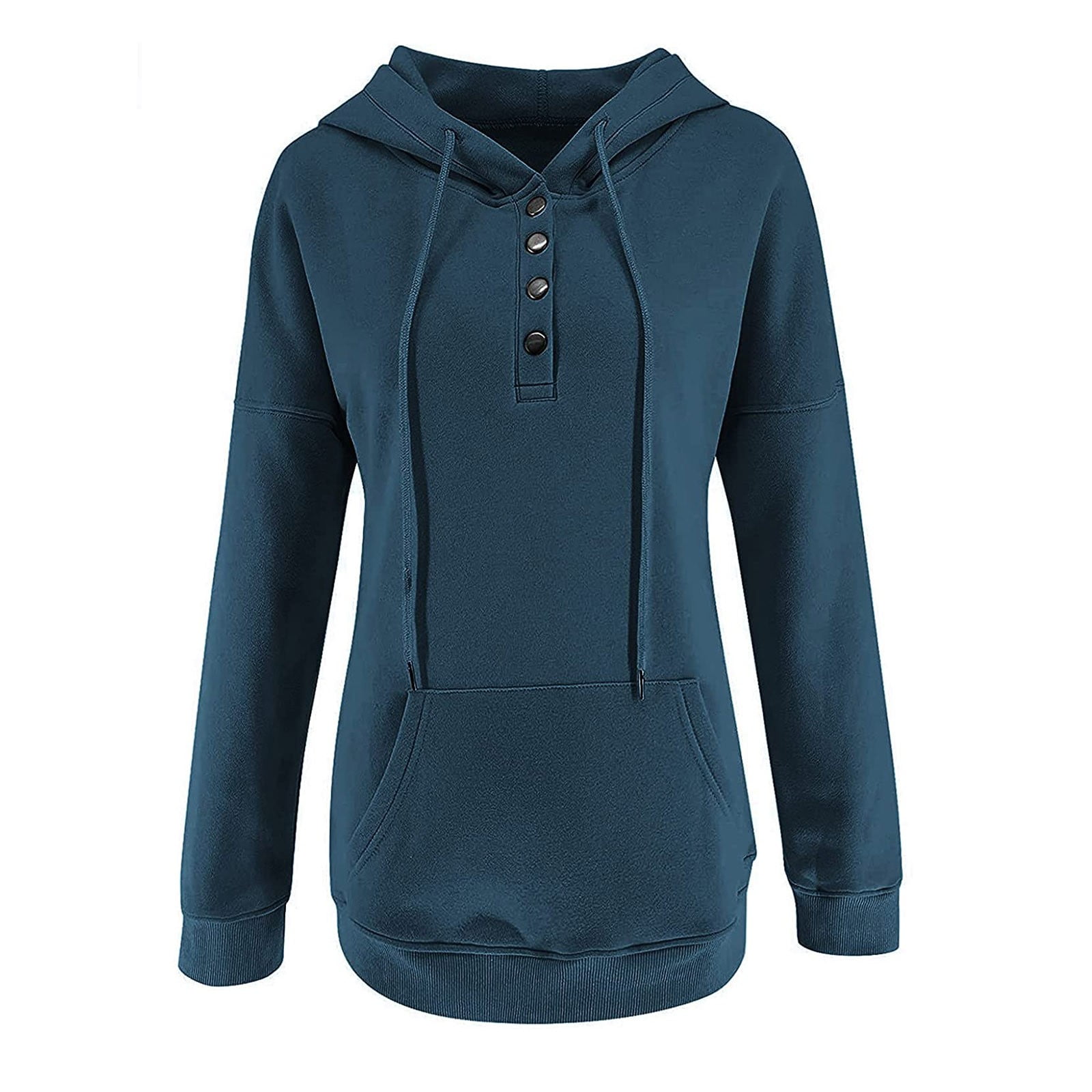 【PARTIMENTO】★ STITCH POINTED NECK WARMER HOODIE ★ 2COLOR YanHoo Half Button Drop Shoulder Hoodie Oversized Women's