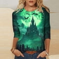 thumbnail image 2 of Jinhomg Halloween T-Shirts for Women 3/4 Sleeve Funny Witch Graphic Tee Shirts Loose Fit Crewneck Daily Shirt Thanksgiving Tops Ladies Holiday Party Gifts Green,XXL, 2 of 6