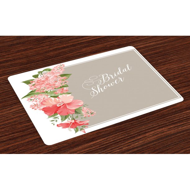 Bridal Shower Placemats Set of 4 Lilacs Orchids with Leaves Corner