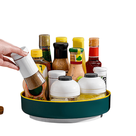 Lazy Susan Turntable Organizer - 10.5 inch Rotating Spice Rack Metal Lazy Susan for Cabinet Pantry Kitchen Countertop Bathroom Refrigerator Table Storage, Green