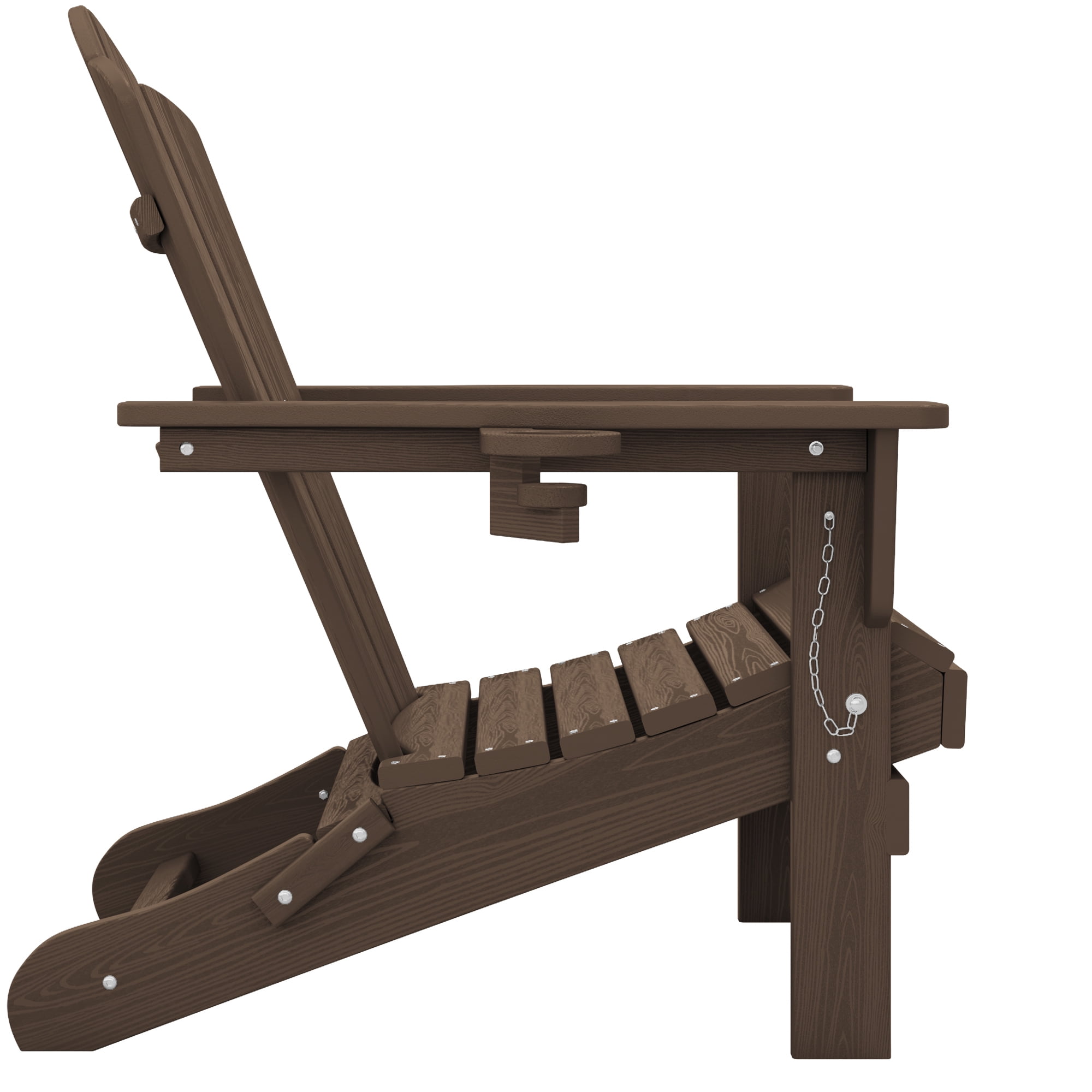 KINGYES Folding Adirondack Chair with Cup Holder, HDPE All-Weather Folding Adirondack Chair, Fir Pit Chairs for Patio Garden Backyard