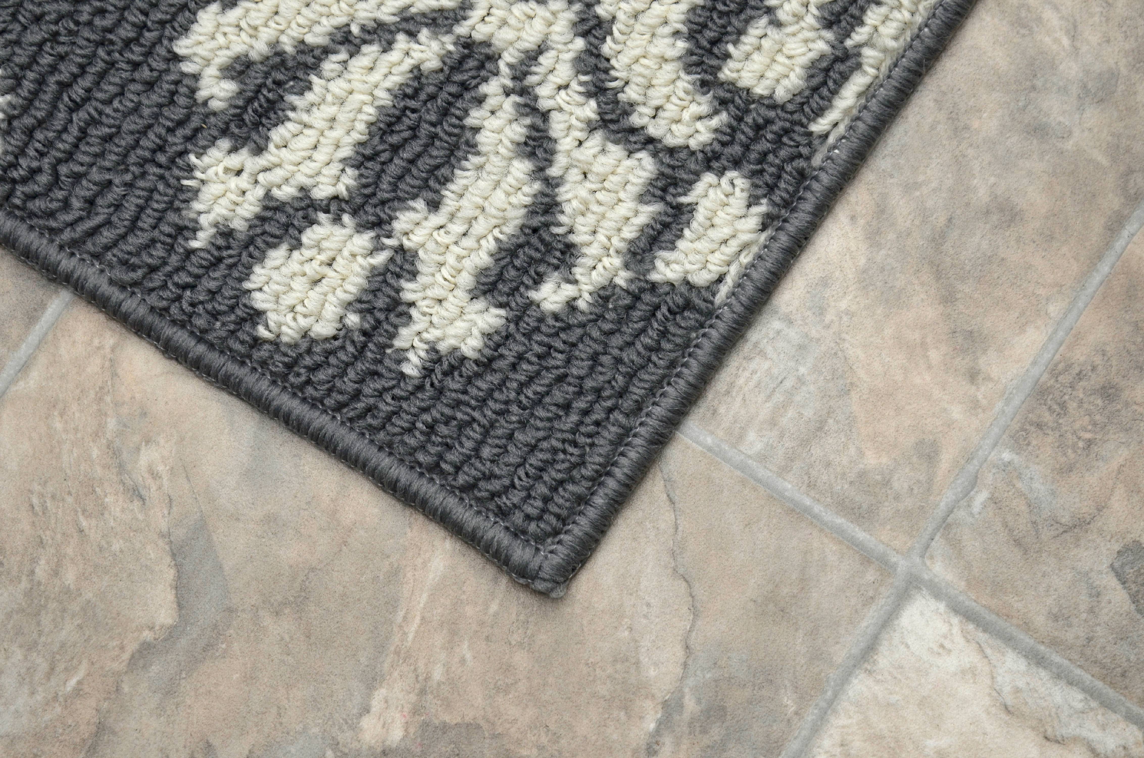 Garland Rug Americana Le Fleur 4 ft. x 6 ft. Indoor/Outdoor Area Rug Cinder Gray/Ivory