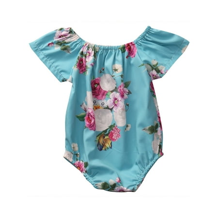 

Gwiyeopda Newborn Baby Girls Crop Romper Casual Floral Printed Short Sleeve Short Jumpsuit
