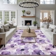 thumbnail image 4 of Purple Flower Large Area Rugs for Bedroom Living Room, Soft Non Slip Carpet Bedside Rug, Ombre Botanical Watercolor Floral Spring Rectangular Floor Cover Kitchen Accent Rug 5'x8' for Office, 4 of 9