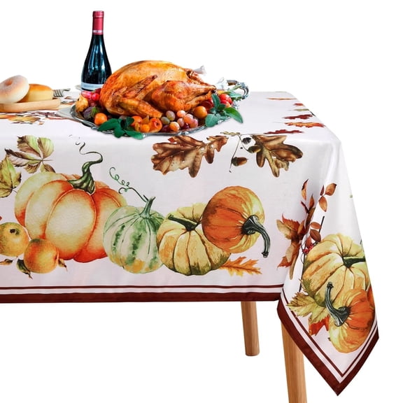 LUSHVIDA Thanksgiving Tablecloth - Rectangle 60x84 inch Fall Tablecloth Pumpkins Pattern Thanksgiving Table Cover Water and Stain Resistant 1 Piece