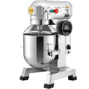 VEVOR Commercial 30 qt Stand Mixer, Silver with Flat Beater, Dough Hook, Wire Whip