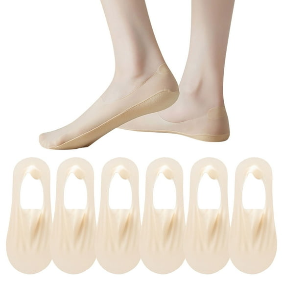 TELOLY 6 Pairs Womens Socks Nylon Non Slip Low Cut Invisible Liner Footies Thin Socks Lightweight Socks