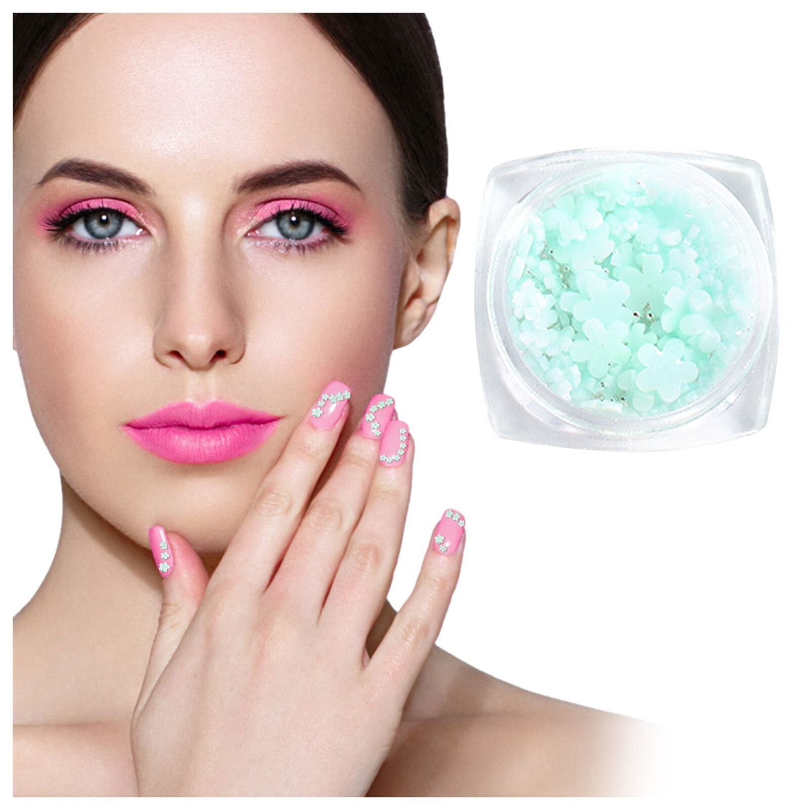 3D Flower Nail Art Charm Acrylic Nails Light Changing Nail Art Decals