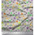 thumbnail image 1 of Soimoi Gray Rayon Fabric Leaves,Insect & Floral Artistic Print Fabric by The Yard 56 Inch Wide, 1 of 3