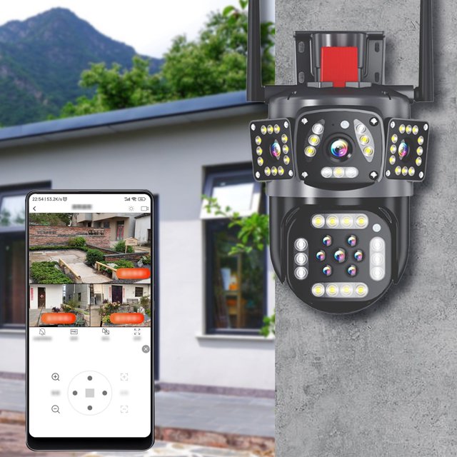 Sistema de seguridad para el hogar avanzado Leodye: cámara de vigilancia inalámbrica para exteriores con visión nocturna de alta definición, acceso remoto a WiFi y capacidades de monitoreo mejoradas.