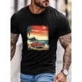 thumbnail image 2 of Camiseta de manga corta para hombre, estilo casual, con cuello redondo y diseño de vehículo de motor rojo., 2 of 8