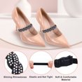 thumbnail image 3 of Uxcell 2 Pairs High Heels Shoe Straps, Rhinestone Elastic Shoe Straps Heels Detachable Ankle Straps Replacement Shoelace Crystal for Women Loose Slippers Sandals, Negro + Plateado degradado, 3 of 7