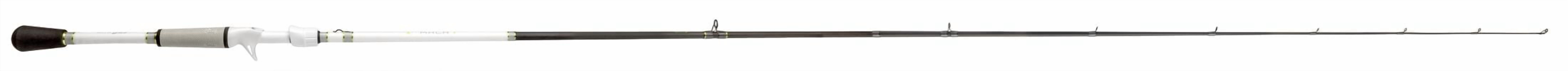 Lew’s MACH 1 Casting Fishing Rod, 7-Foot 2-Inch, 2-Piece IM7 Graphite Rod with Medium-Heavy Power and Fast Action, Winn Dri-Tac Split-Grip, Graphite Skeletal Reel Seat, White/Black/Green