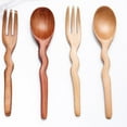 thumbnail image 3 of Natural Wooden Spoons Forks Portable Travel Dinnerware Tableware Restaurant Dessert Flatware Home Kitchen Table Utensil, 3 of 6