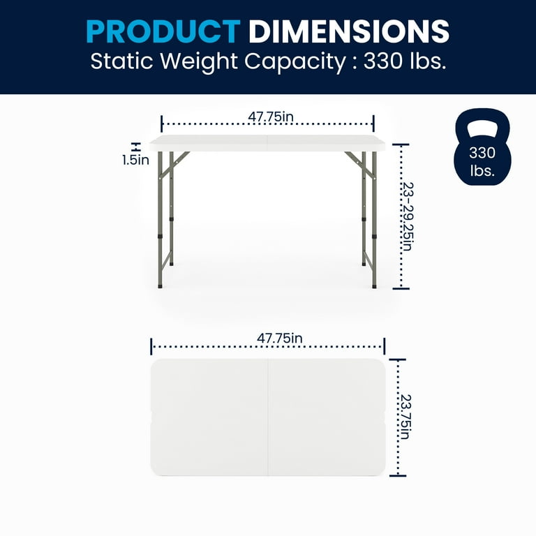Flash Furniture 23.75-in x 47.75-in Outdoor Rectangle Plastic White Folding Table Flash Furniture 23.75-in x 47.75-in Outdoor Rectangle Plastic White Folding Table