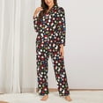 thumbnail image 2 of KLL Rose Rabbit Print Women's Long Sleeve Pajamas with Pants Sleepwear Loungewear 2 Set-Medium, 2 of 7