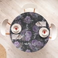 thumbnail image 4 of Ambesonne Floral Boho Fitted Round Tablecloth, Gothic Flowers Print, 36"- 40" Diameter, Pale Lilac Dusk Off White, 4 of 5