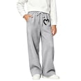 thumbnail image 5 of Qodauz Girls Wide Leg Sweatpants Warm Casual Athletic Pants Cute Print Sweat Pants with Pockets 5-15 Years, 5 of 6
