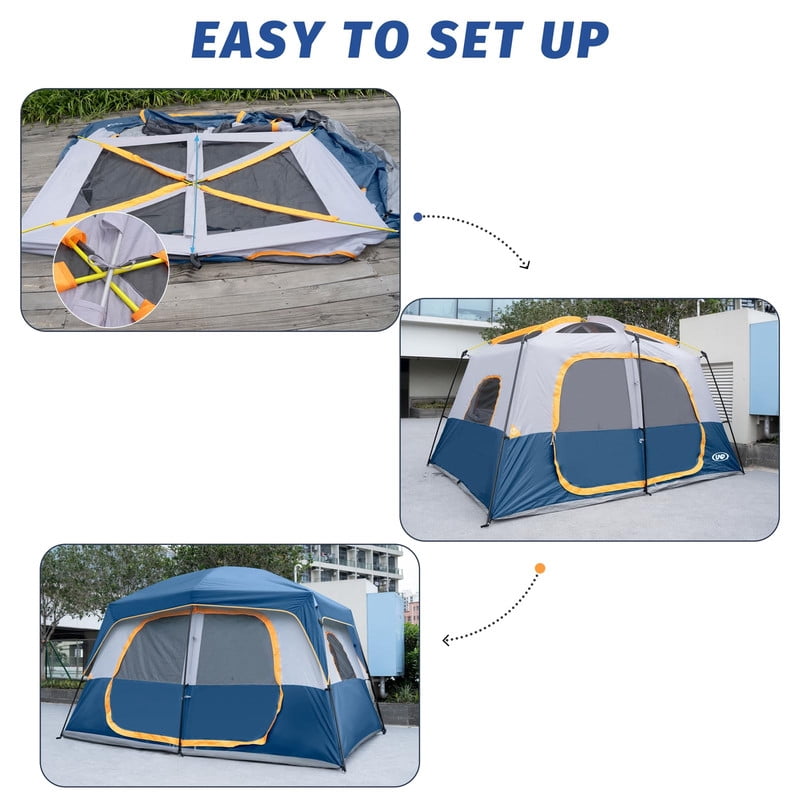 Camping Tent 8 Person, Waterproof Windproof Tent with Rainfly Easy Set up-Portable Dome Tents for Camping