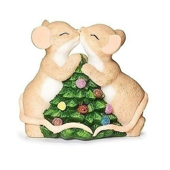 Roman Charming Tails Our First KissMas Mouse Figurine 2.7 Inch Multicolor